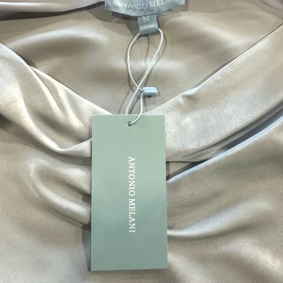 NWT Antonio Melani Shimmering Ice Silk Cowl Neck Blouse – Silver | Size M - Picture 6 of 8